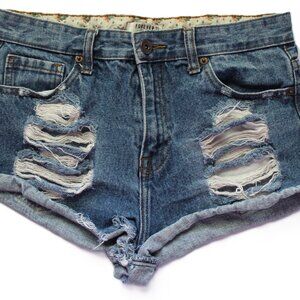 Forever 21 Jean Shorts Women’s Sz 27 Destroyed Denim Shorts